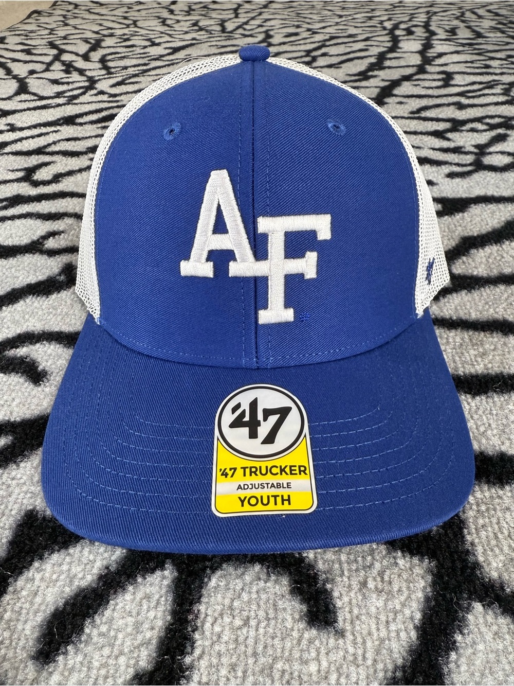 ’47 Air Force Falcons Youth Trucker Hat Blue/White Solid Mesh Back Adjustable